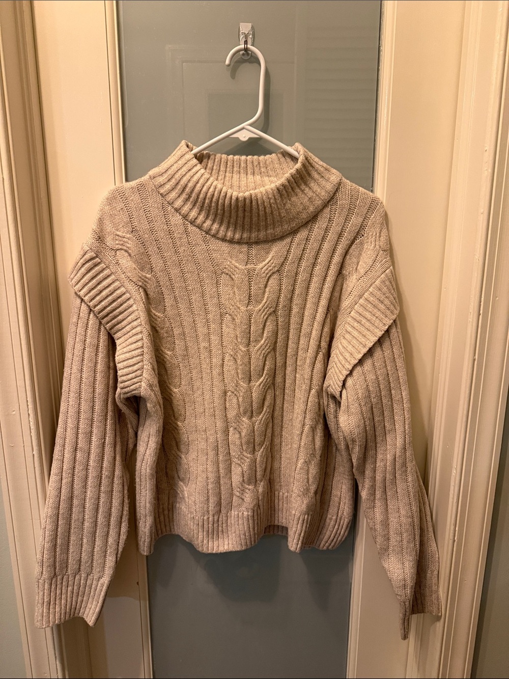 Time and Tru Cream Cable Turtleneck Sweater